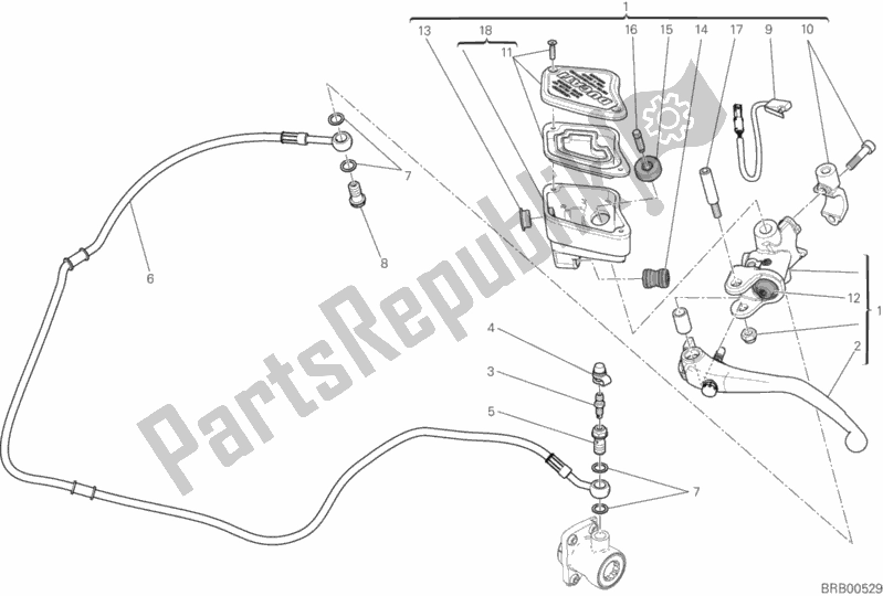 Todas as partes de Cilindro Mestre Da Embreagem do Ducati Diavel Xdiavel S 1260 2016